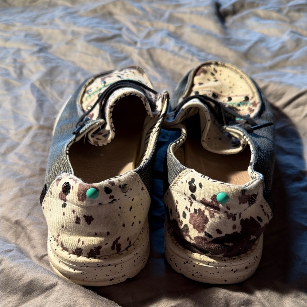 Hey Dude Kids Slip-On Sneakers in Cream, Brown & Teal Accent